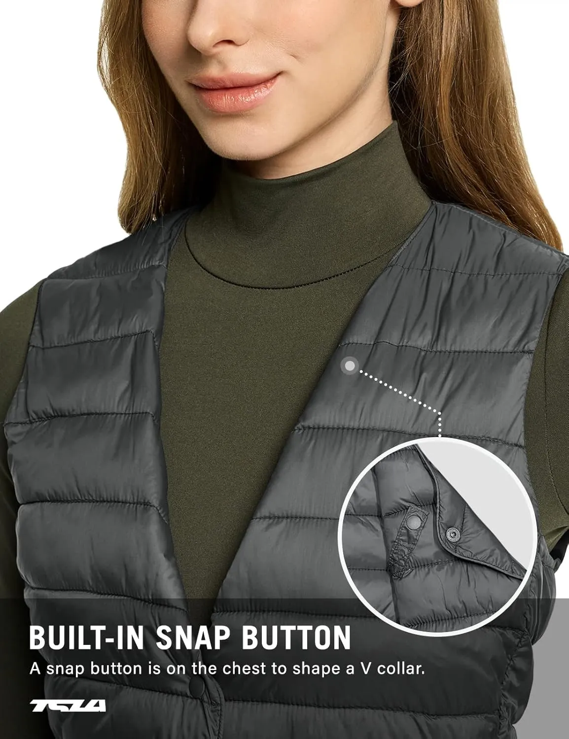 TSLA Women's Lightweight Packable Accent Puffer Jacket, Water-Resistant Winter Coat