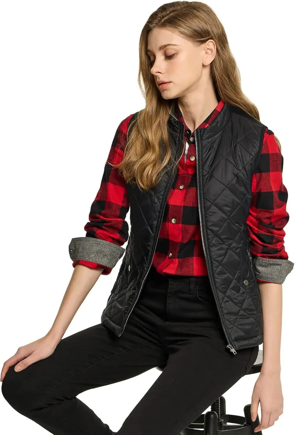 TSLA Women's Lightweight Packable Accent Puffer Jacket, Water-Resistant Winter Coat