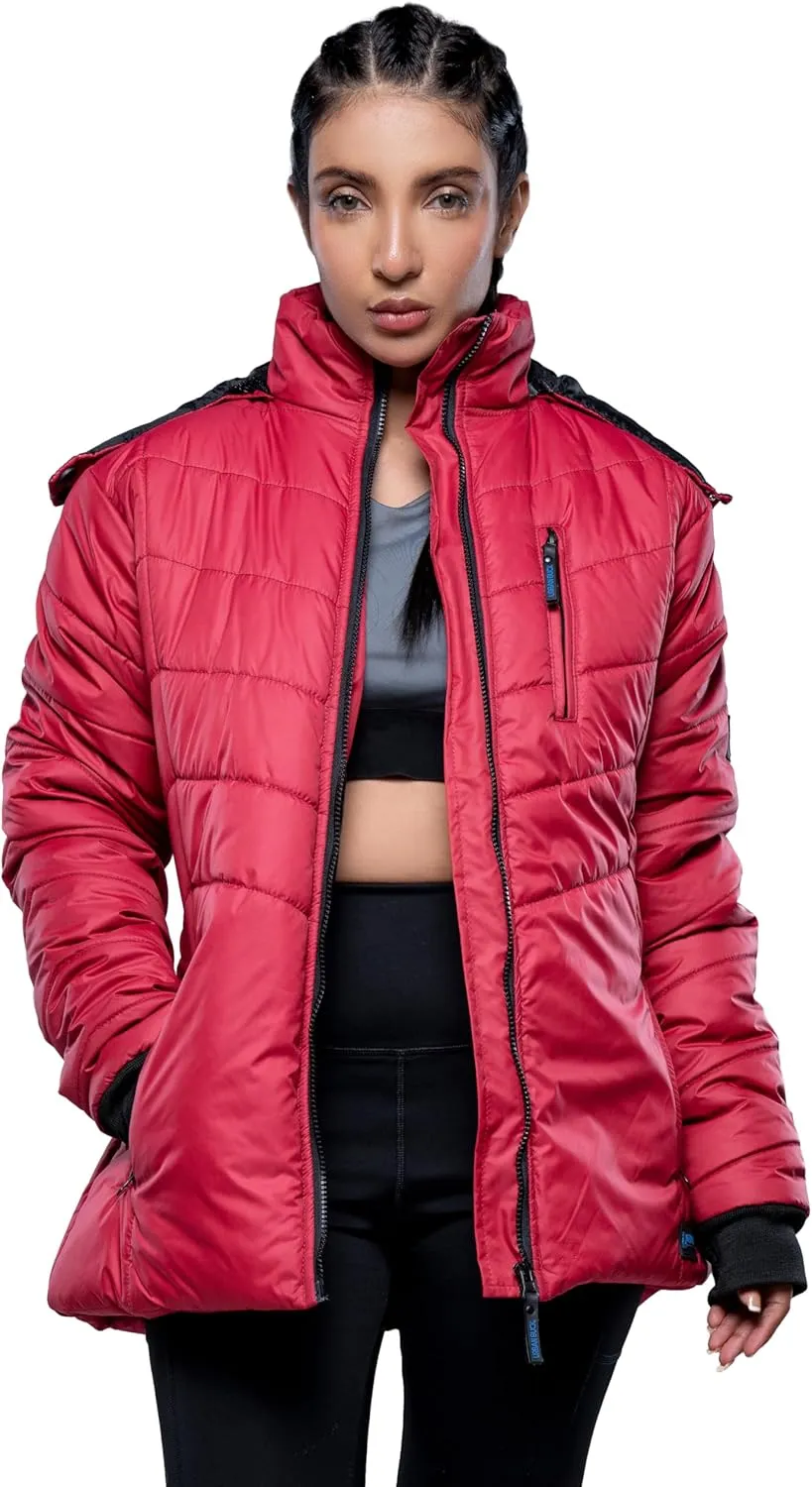 URBAN BUCK Womens Puffer Jackets Down Alternative Midweight Long Sleeve Windproof & Water Repellent Winter Azaria Women Coat