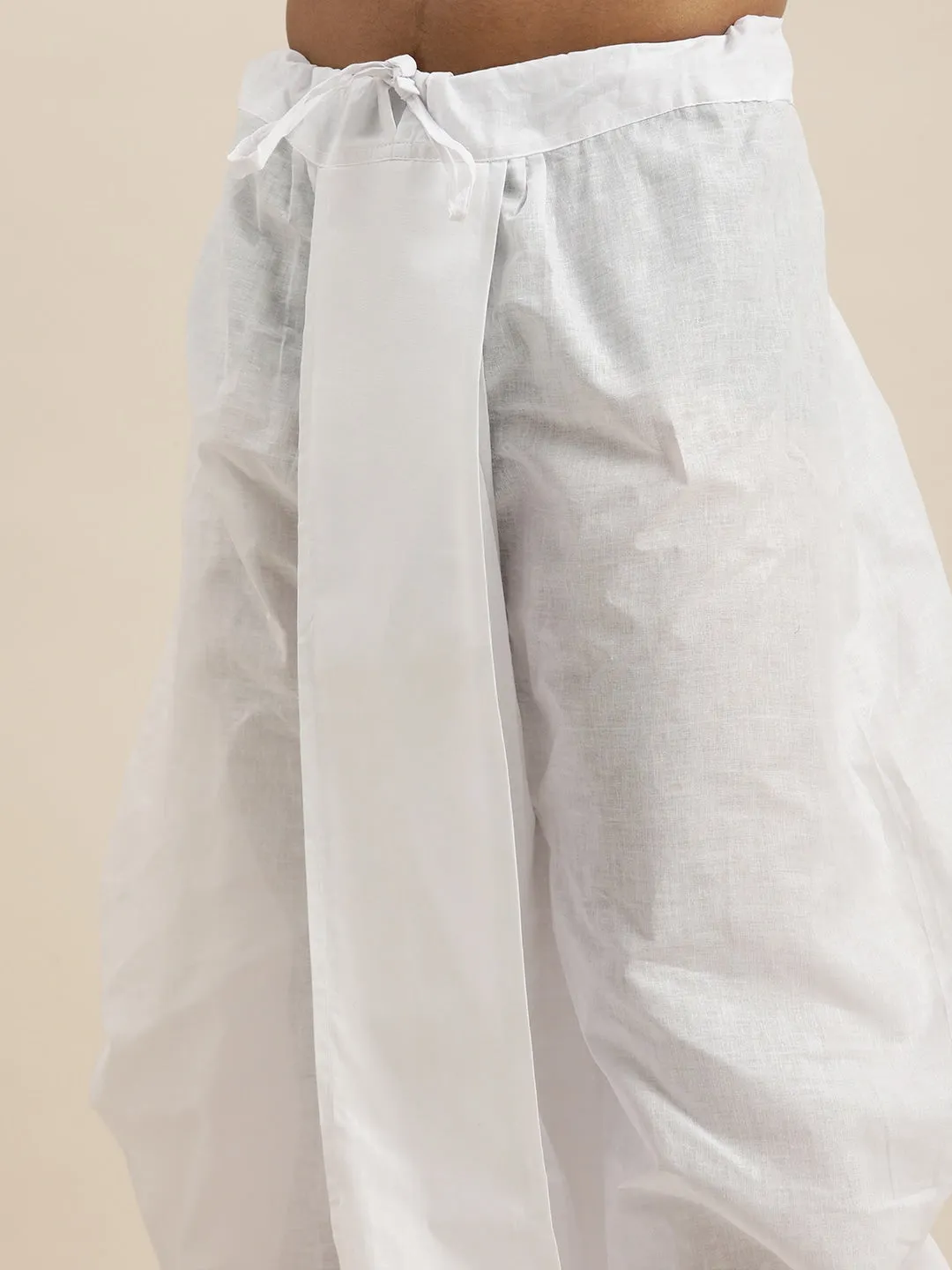 VASTRAMAY Beige Cotton Kurta with Dhoti