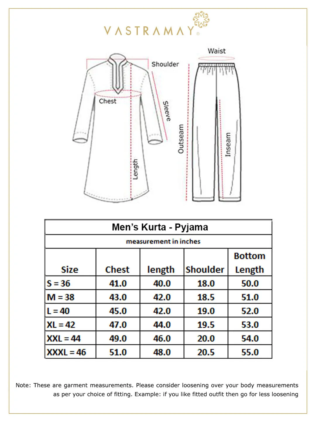 VASTRAMAY Blue Cotton Kurta and White Pyjama