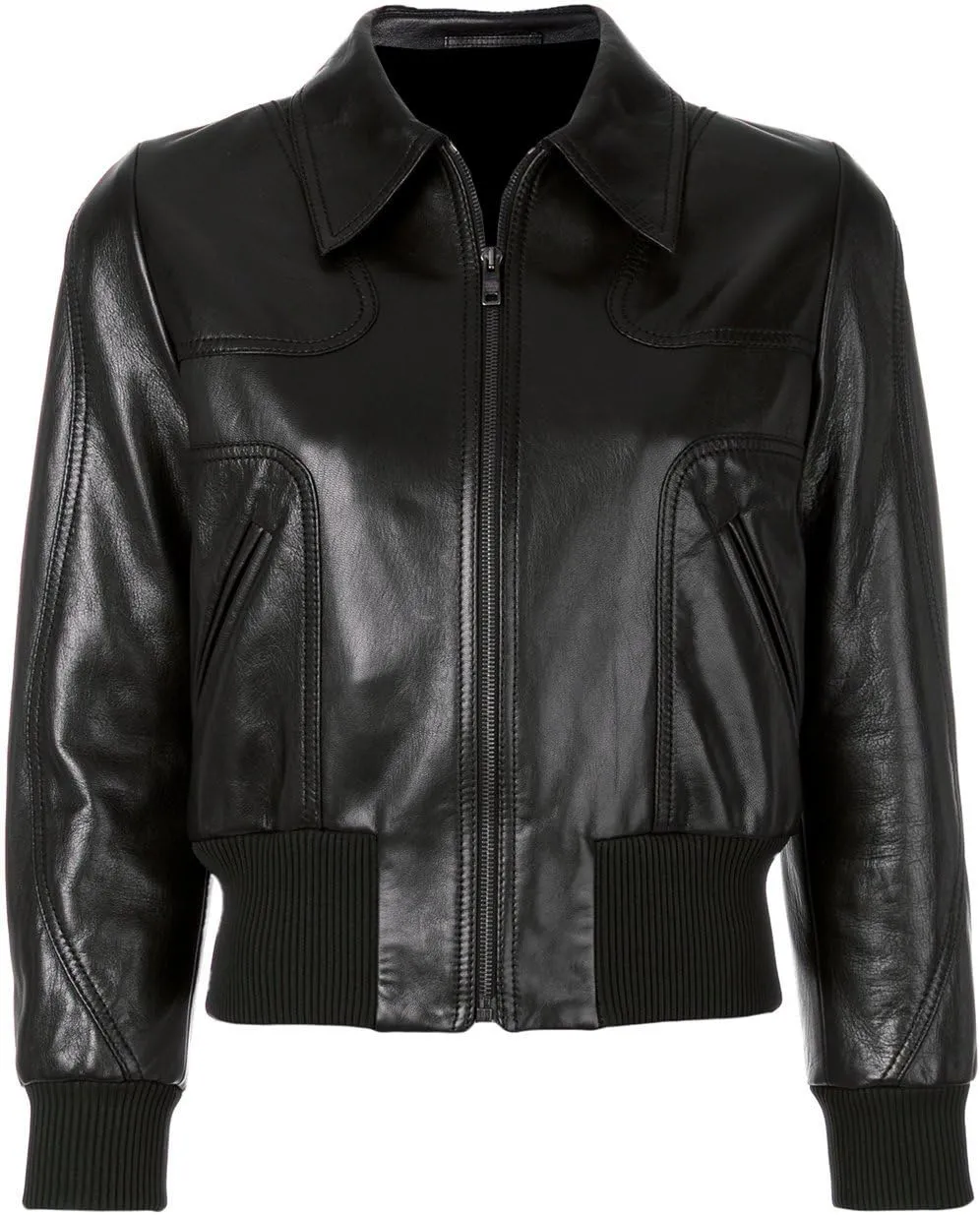 VearFit Women's Sleek Bomber Faux Black Leather Jacket Winter Collection