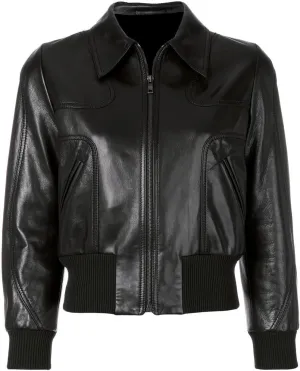 VearFit Women's Sleek Bomber Faux Black Leather Jacket Winter Collection
