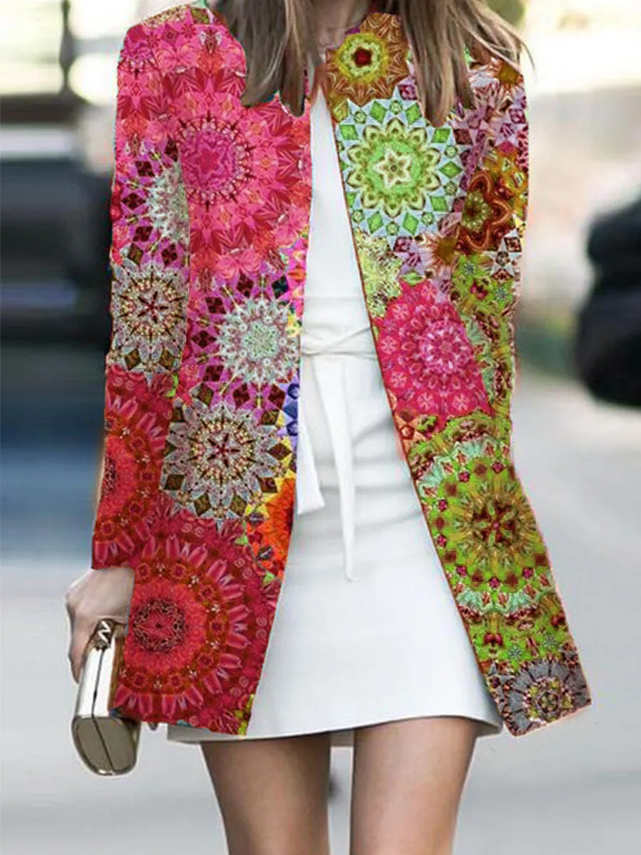 Vintage Elegant Bohemian Floral Long Sleeve Coat