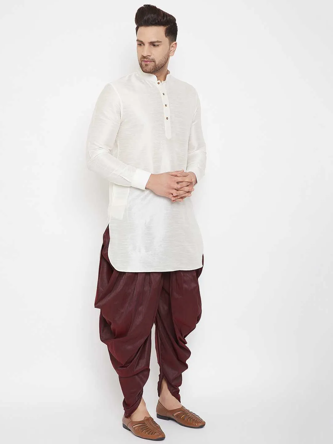 VM BY Vastramay Men's Brown Dhoti Pants