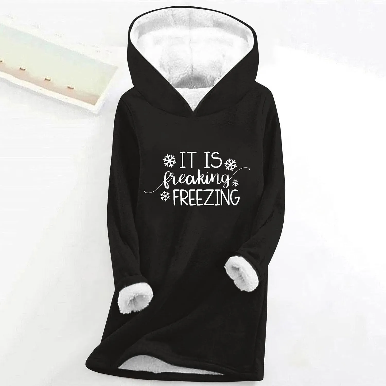 Women It Is Freaking Freezing Sweatshirt Hoodie Long Sleeve Oversized Cozy Pullover Tops Thickened Winter Tunic Tops