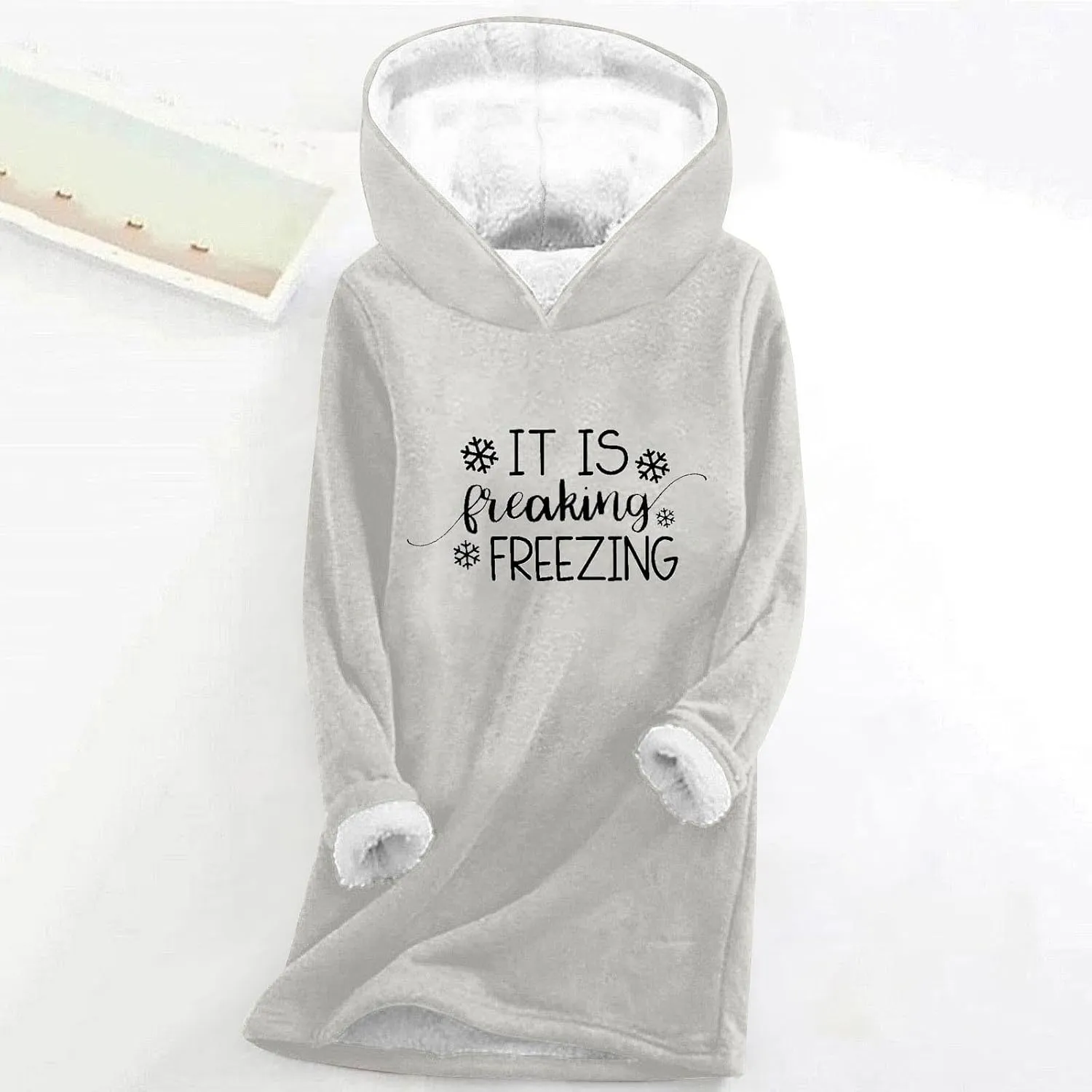 Women It Is Freaking Freezing Sweatshirt Hoodie Long Sleeve Oversized Cozy Pullover Tops Thickened Winter Tunic Tops