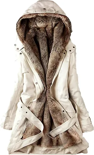 Women Jacket Medium-Long Thicken Outwear Hooded Wadded Coat Slim Parka Cotton Padded Jacket Overcoat(3X-Large)