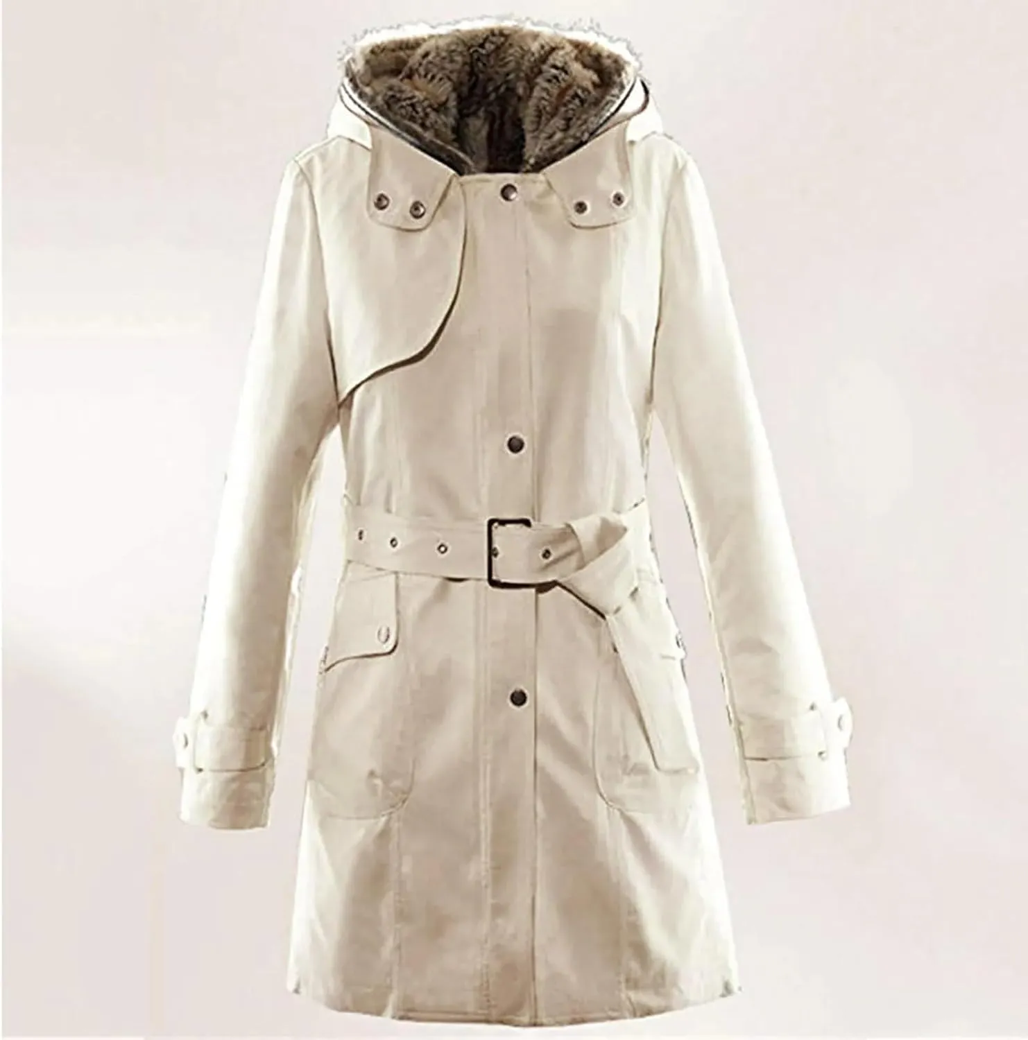 Women Jacket Medium-Long Thicken Outwear Hooded Wadded Coat Slim Parka Cotton Padded Jacket Overcoat(3X-Large)
