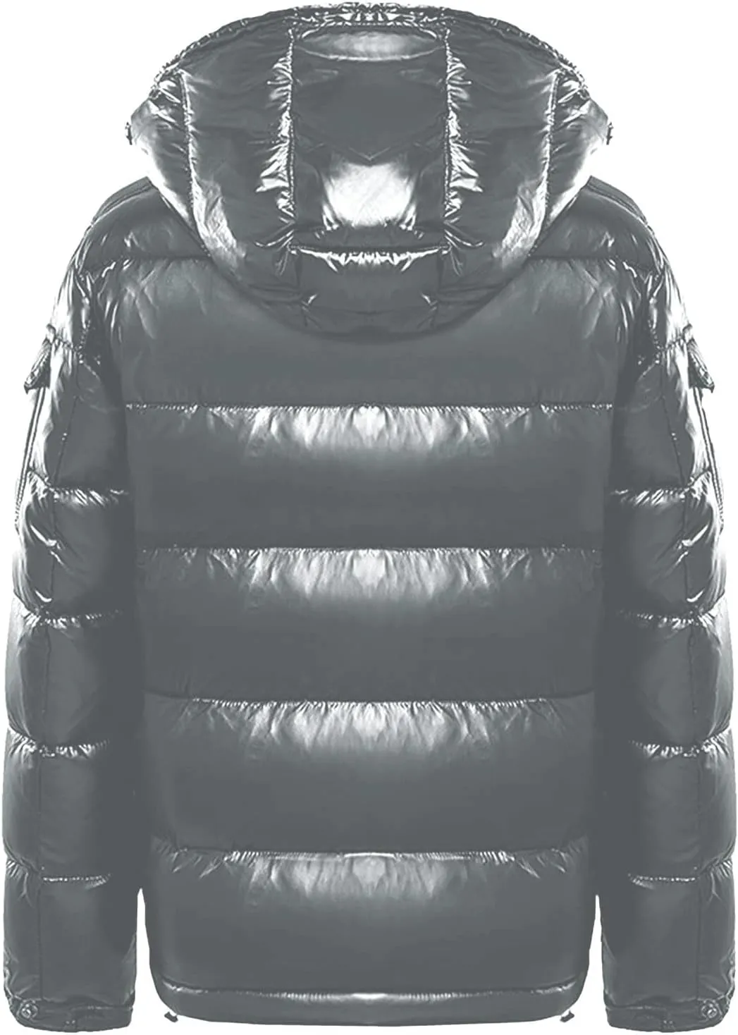 Women Metallic Down Jacket Removable Hood Quilted Zip Long Sleeve Parka Jacket Warm Windproof Puffer Jacket Plus Size
