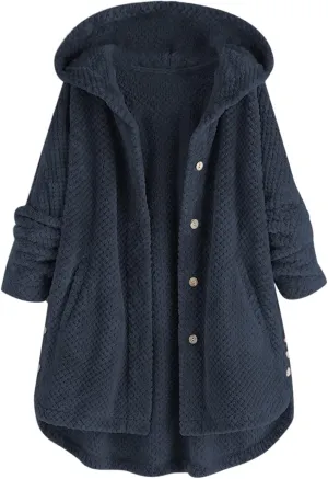Womens Sherpa Fleece Lined Hoodie Jackets Plus Size Full Zip Up Thick Shaggy Fuzzy Zip Up Oversized Fluffy Coat Zipper