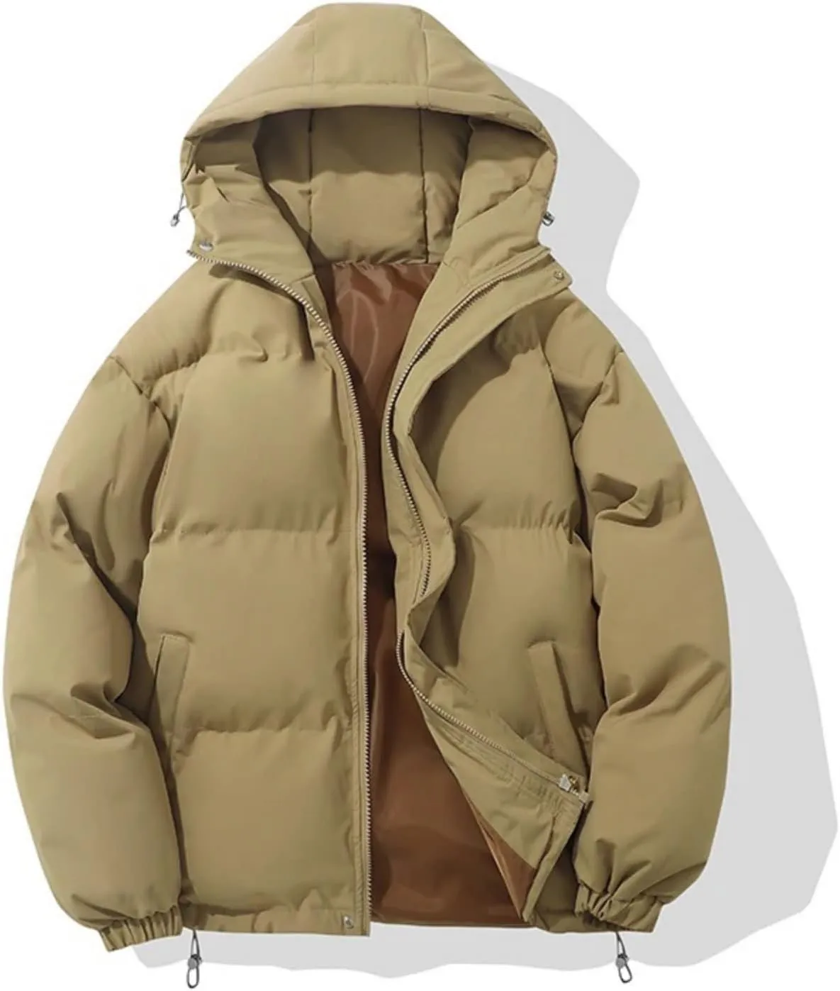 Women's Winter Warm Fashion Puffer Jacket - High Neck Hooded Zipper Cotton-Padded Warm Thicken Coat