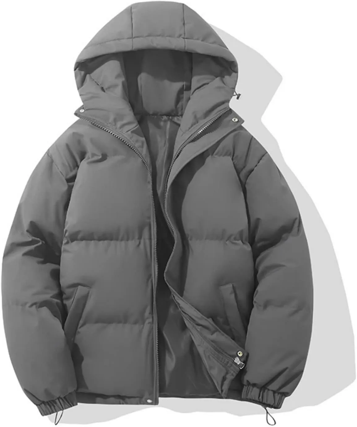Women's Winter Warm Fashion Puffer Jacket - High Neck Hooded Zipper Cotton-Padded Warm Thicken Coat
