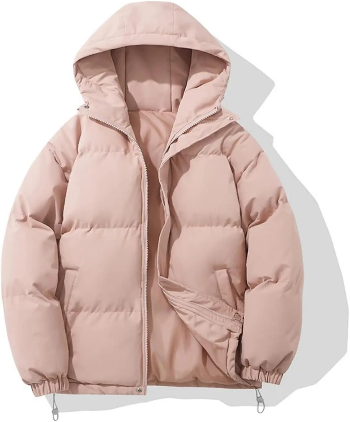 Women's Winter Warm Fashion Puffer Jacket - High Neck Hooded Zipper Cotton-Padded Warm Thicken Coat