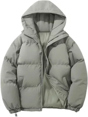 Women's Winter Warm Fashion Puffer Jacket - High Neck Hooded Zipper Cotton-Padded Warm Thicken Coat