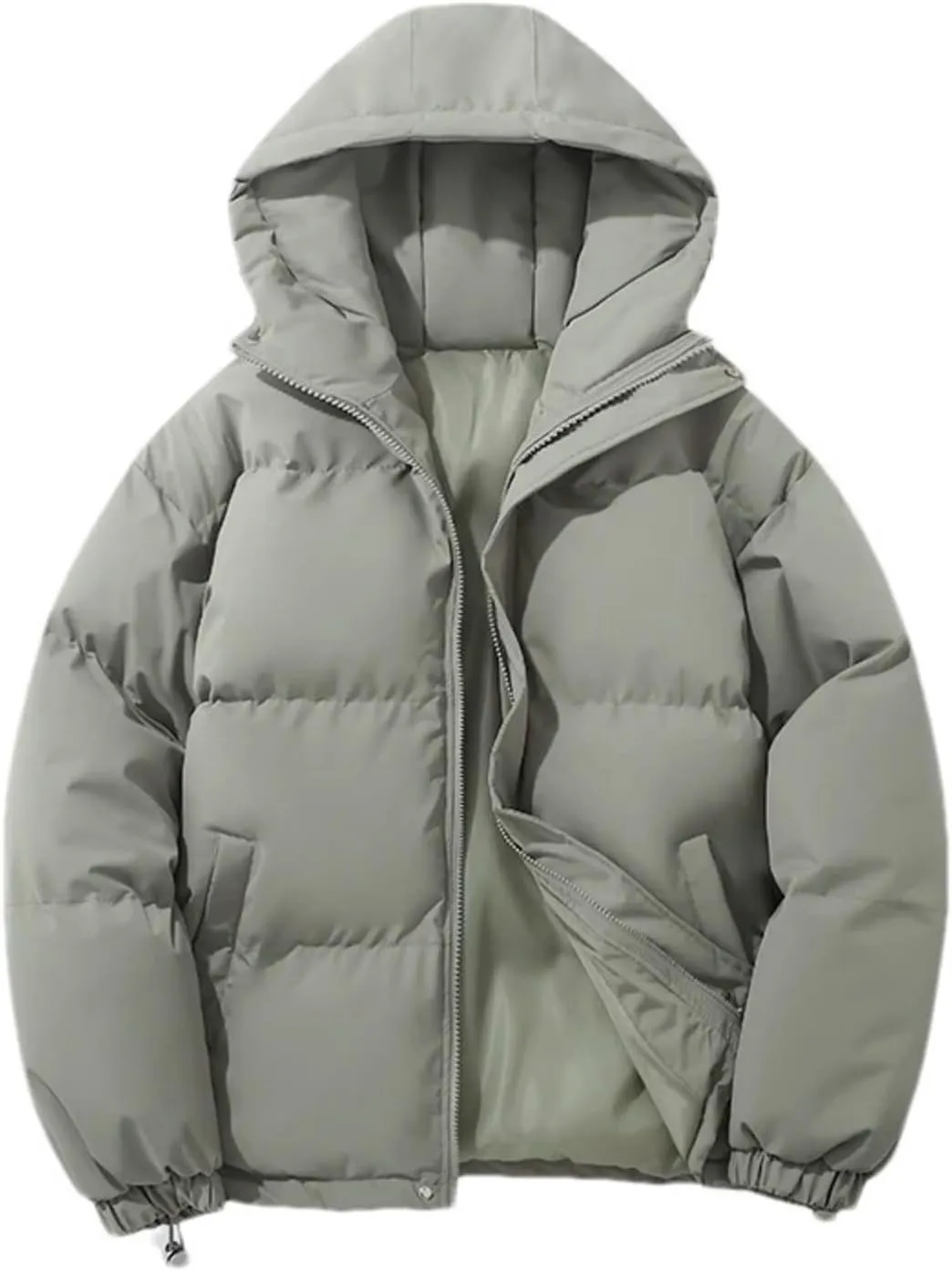 Women's Winter Warm Fashion Puffer Jacket - High Neck Hooded Zipper Cotton-Padded Warm Thicken Coat