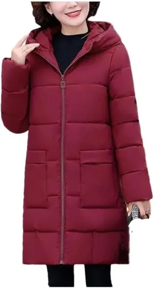 Women's Winter Warm Thick Parka Jacket with Hooded Cotton Padded Coat