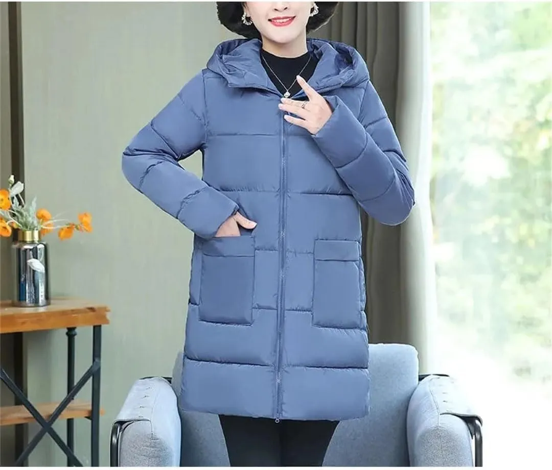 Women's Winter Warm Thick Parka Jacket with Hooded Cotton Padded Coat