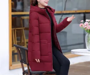 Women's Winter Warm Thick Parka Jacket with Hooded Cotton Padded Coat