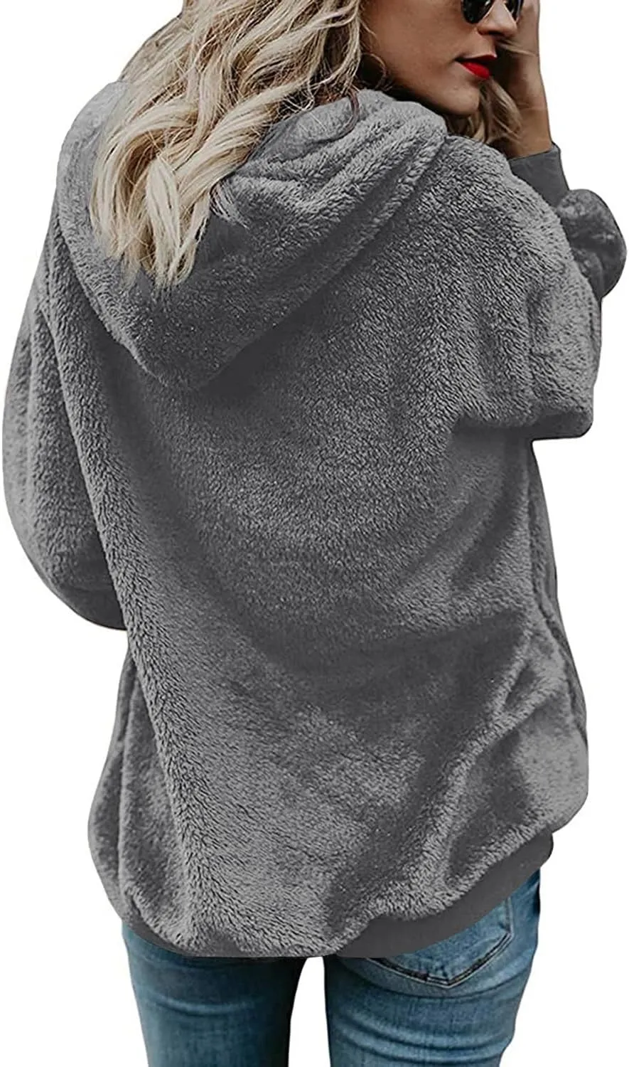 Yanekop Womens Hoodies Sherpa Pullover Sweater Fuzzy Fleece Sweatshirt Oversized Hoodie Cozy Outerwear with Pockets