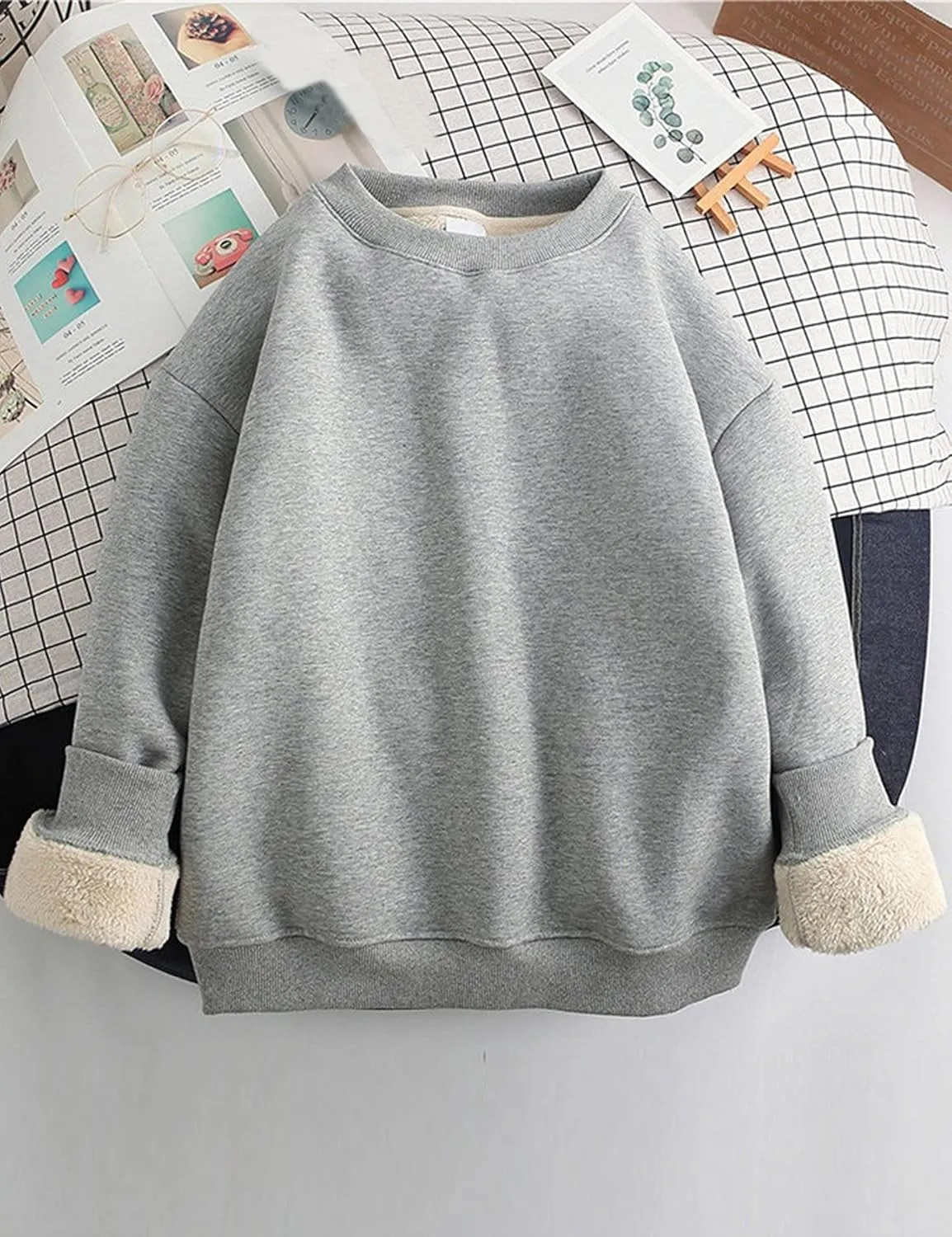 Yeokou Women's Winter Hoodies Pullover Sherpa Fleece Warm Heavyweight Sweatshirt