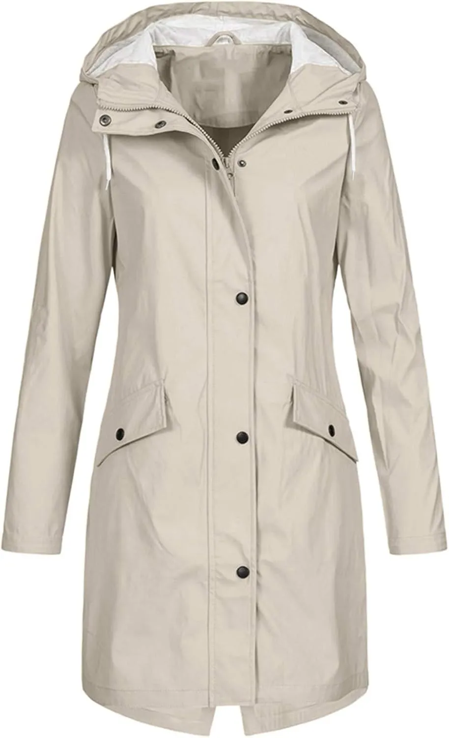 ZYXTIM Women's Oversize Raincoat Waterproof Lightweight Hooded Rain Jacket Loose Warm Winderbreaker Rain Slicker Trench Coat